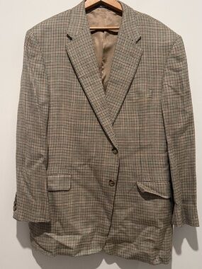 Vintage Hickey Freeman Mitchells Westport Wool Silk Linen Plaid Sport Coat Blaze